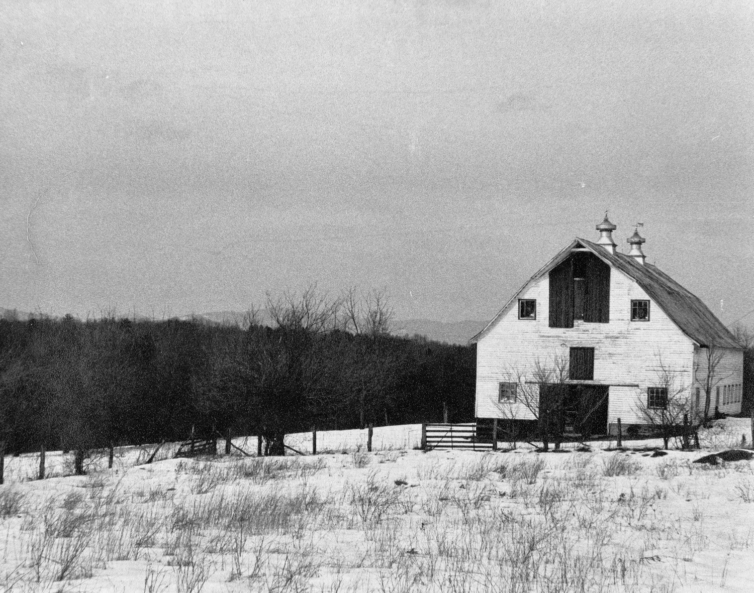 Barn in snow old